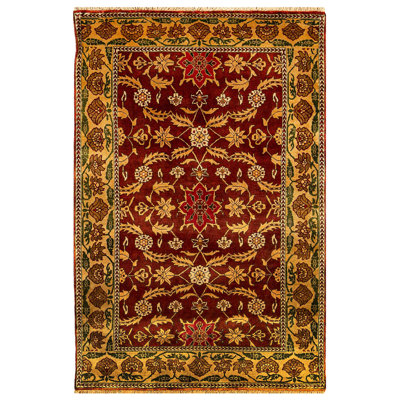 Hand-Knotted High-Quality Red and Gold Area Rug