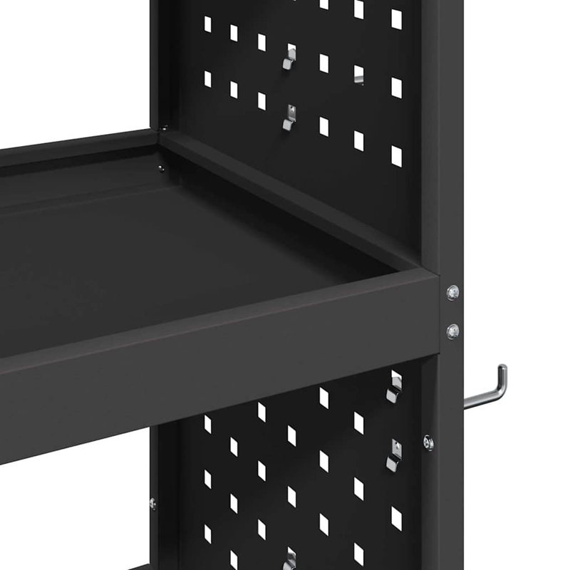 Tool Trolley With Shelf 75 X 35 X 73 Cm Cold-Rolded Steel, Black