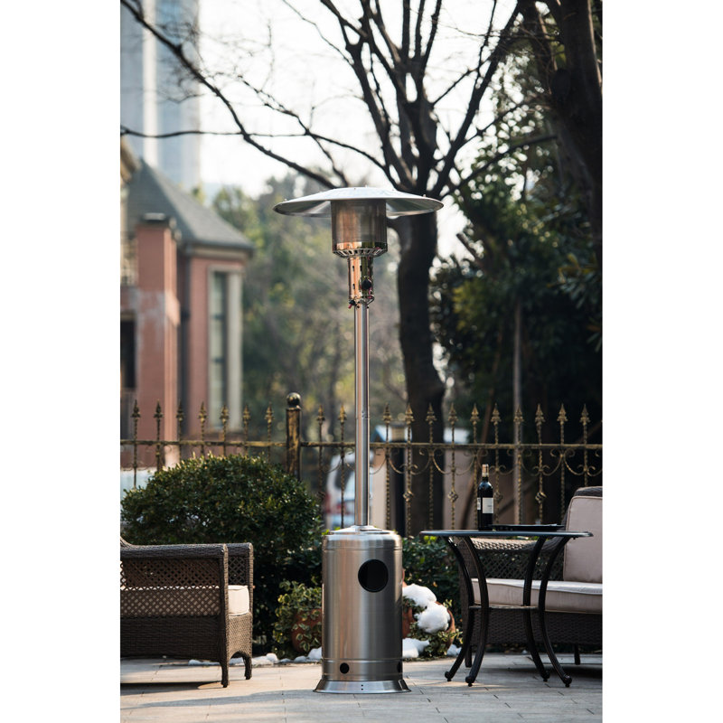 Outdoor Patio Propane Heater 47000 , 88" Standing Gas Outside With Stainless Steel Burner For Restaurant Garden Residential - Ss Portable Wheels Heater, 88 Inch