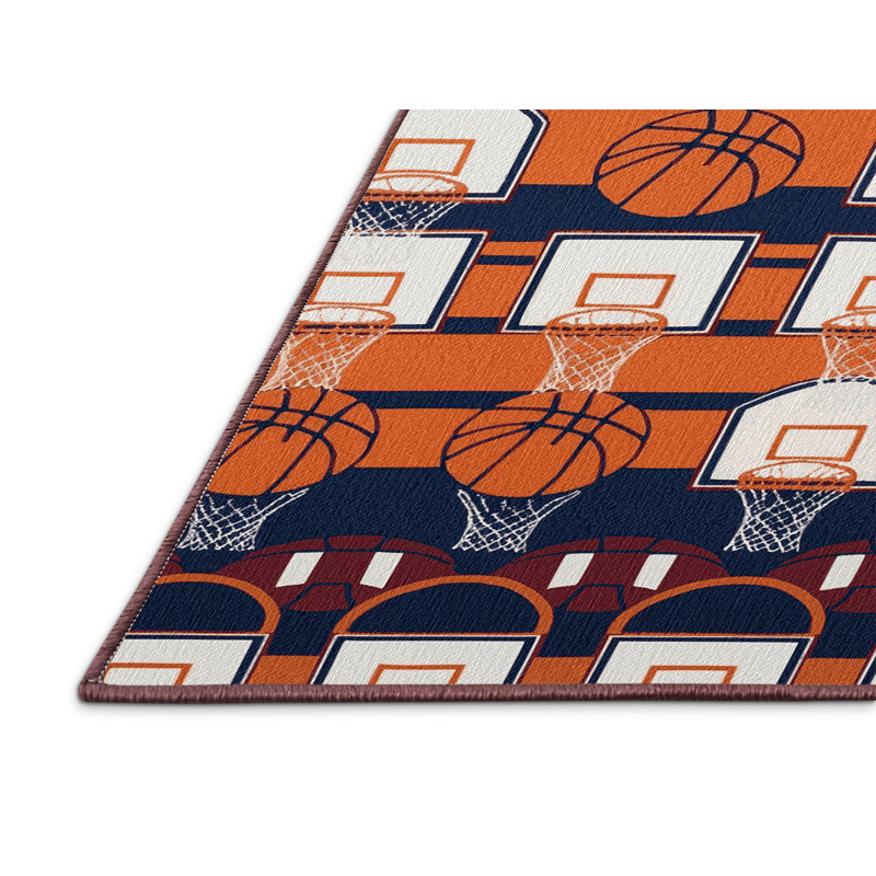  Tapis de basketball lavable avec panier et panier, Rectangulaire 3 pi x 5 pi