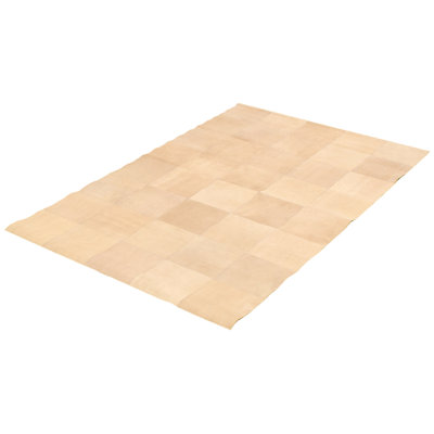 Tapis géométrique en cuir brun clair fabriqué à la main