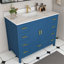 Meuble-lavabo moderne en bois massif de 42 po avec lavabo, comptoir en pierre frittée de Carrare de 43 po avec 1 trou pré-percé pour robinet, 2 portes doubles à fermeture douce et 9 tiroirs spacieux avec glissières.-656432299-656432302