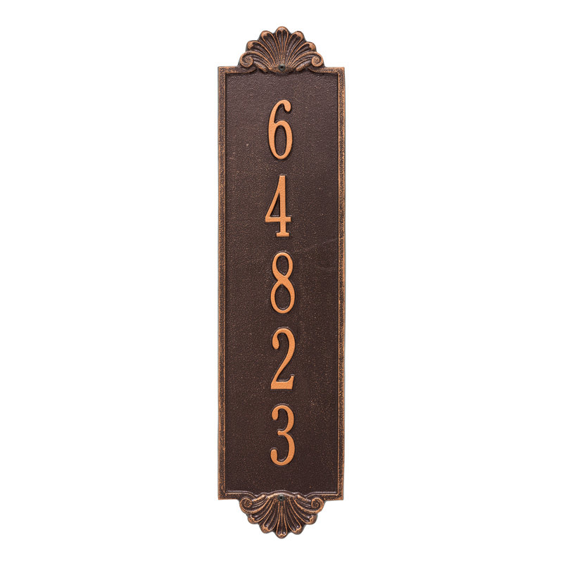 Plaque d'adresse murale personnalisée sur 5 lignes Shell, Cuivre antique