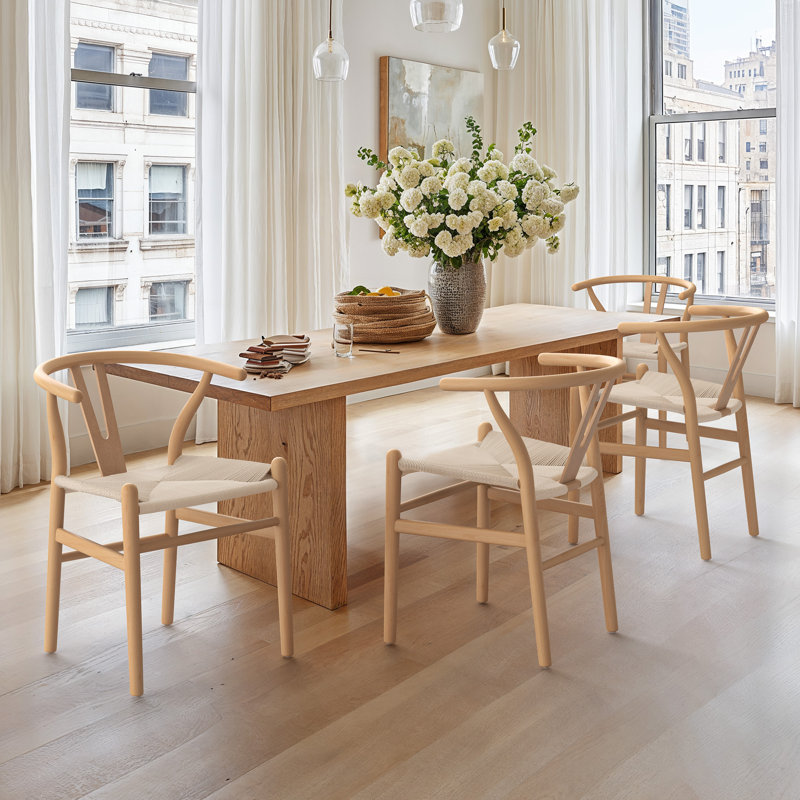 Wagner Woven Solid Wood Dining Chairs, 4, Natural