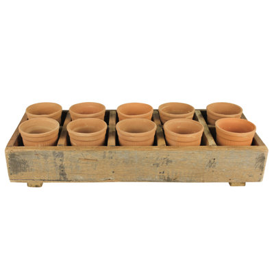 Adalbero Wood Caddy with Clay Cups