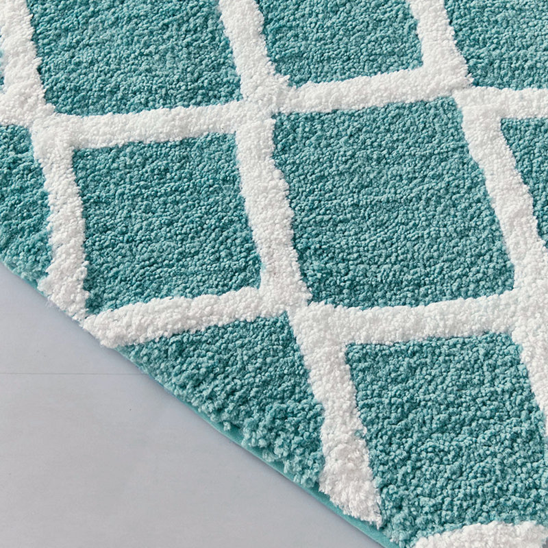 Tomohiko Microfiber Bath Rug, Aqua, 21"W x 34"L