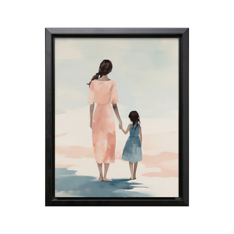 Mother and Daughter No2, 16"H x 20"W, Canvas, Black Framed