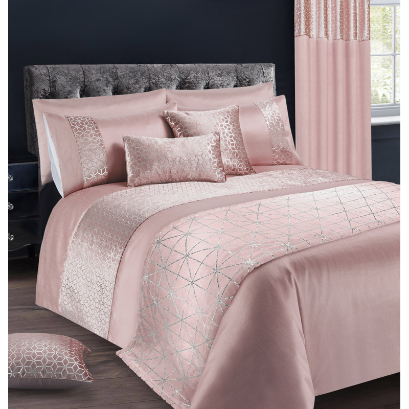 Luxury Metallic Geometric Foil Pattern Duvet Set, Kingsize