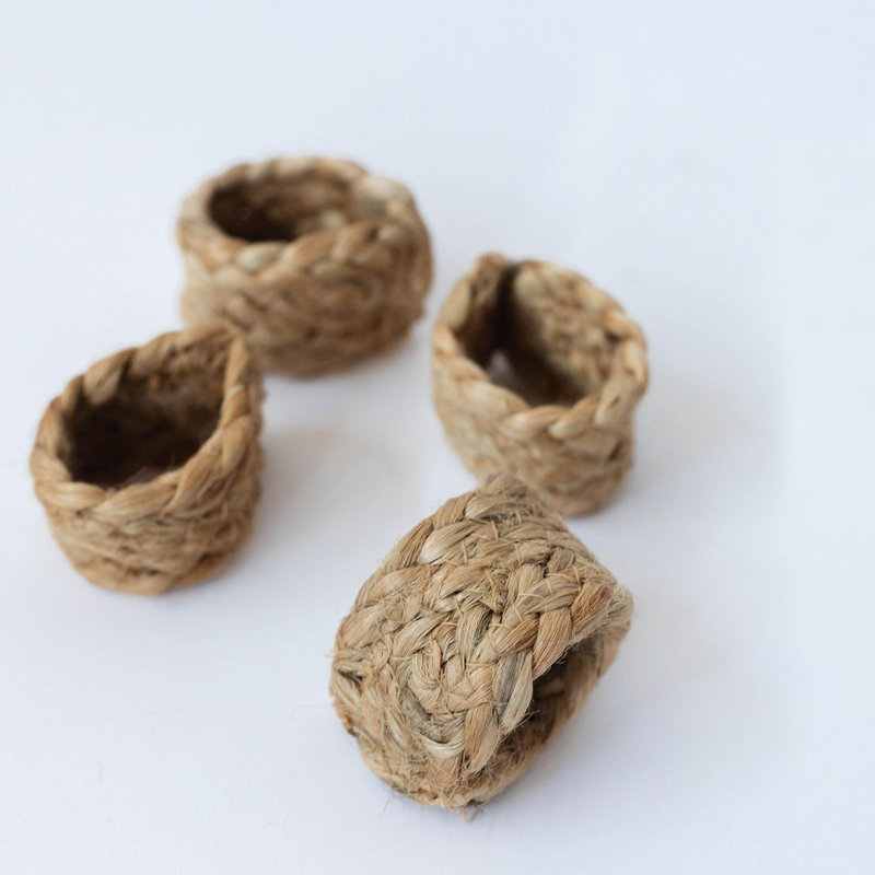Set Of 4 Braided Jute Napkin Ring