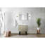 30 po Large meuble-lavabo rustique avec teinture - comptoir en quartz blanc, robinet inclus et salle de bain à miroir mural pleine grandeur 28 avec salle de bain en nickel brossé