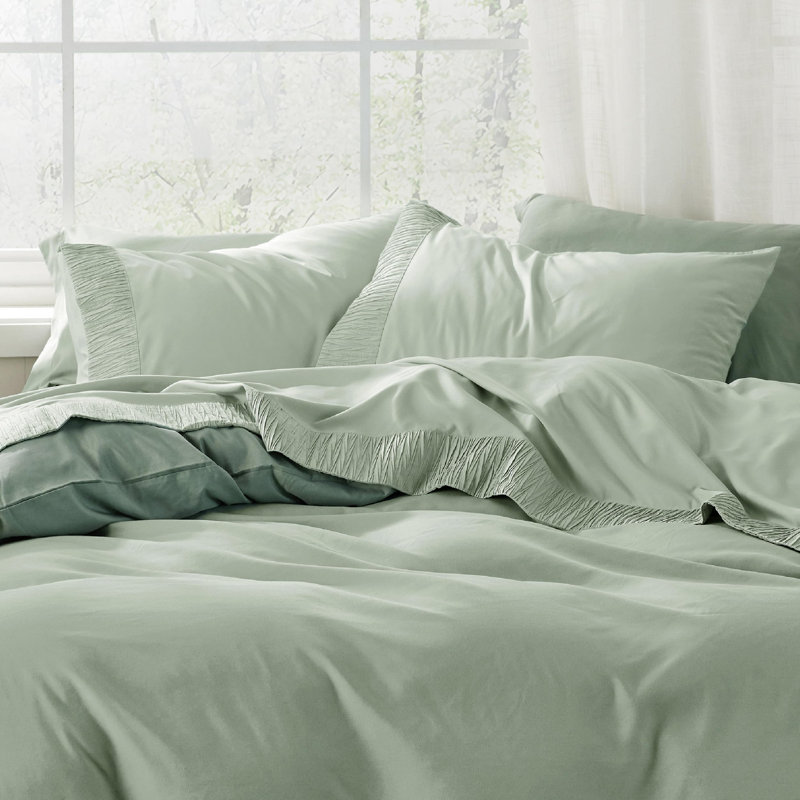 Ensemble de draps en microfibre de literie de luxe Hotel, Ensemble de draps pour très grand lit avec 2 taie, Vert sauge