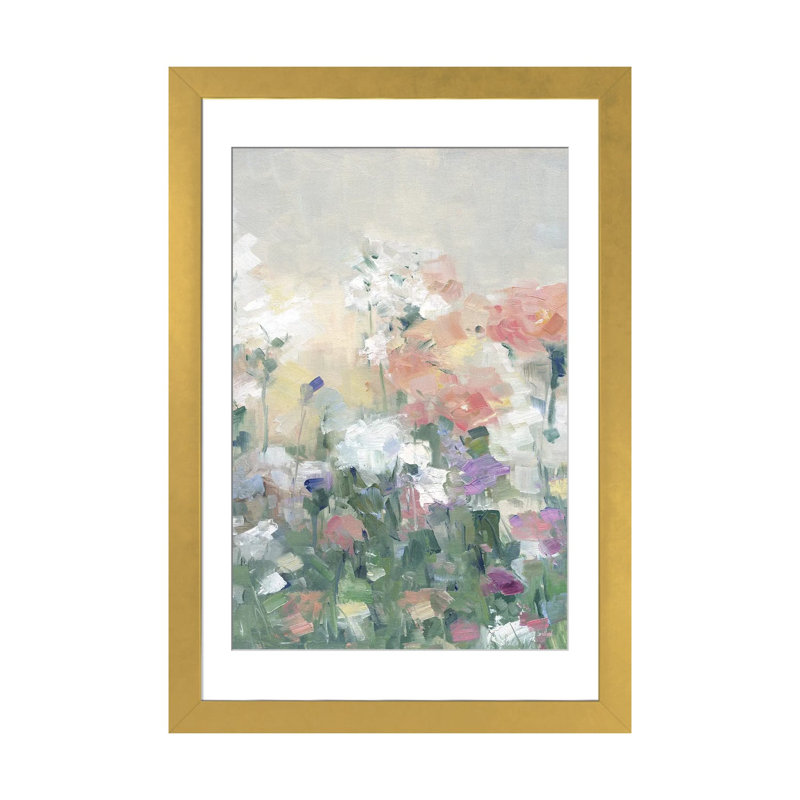 Garden Symphony III - reproduction d'art murale - papier d'art encadré, 32 po x 24 po, Papier encadré, Gold