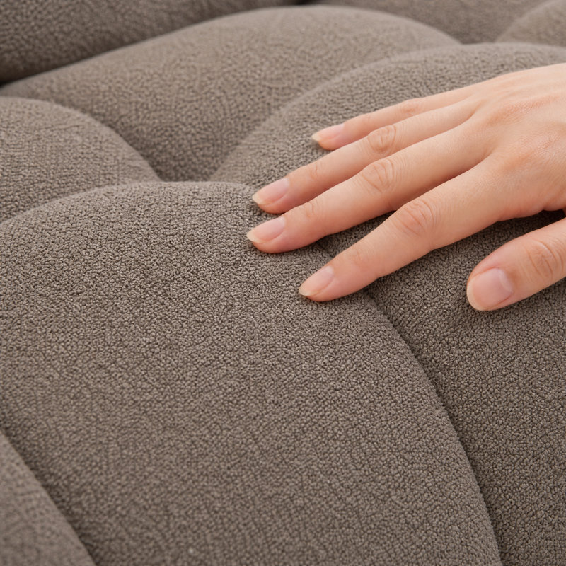 Pouf géant marron en chenille de 168 cm - Canapé deux places avec coussins, canapé en mousse confortable, Brown