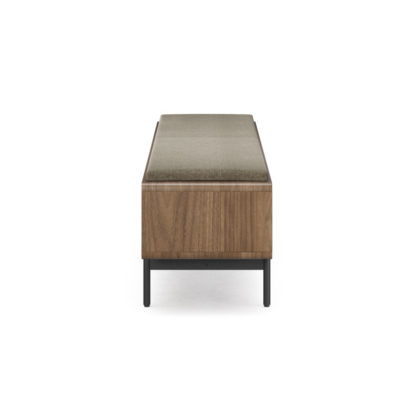 LINQ Leather Storage Bench, Natural Walnut/Pecan