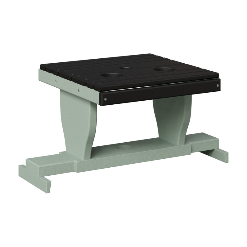 Outdoor Rectangle Side Table, Seafoam, Black