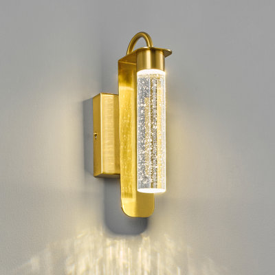 Applique murale moderne moderne avec éclairage à DEL blanc neutre 4000k et bulle de cristal pour salon et salle de bain