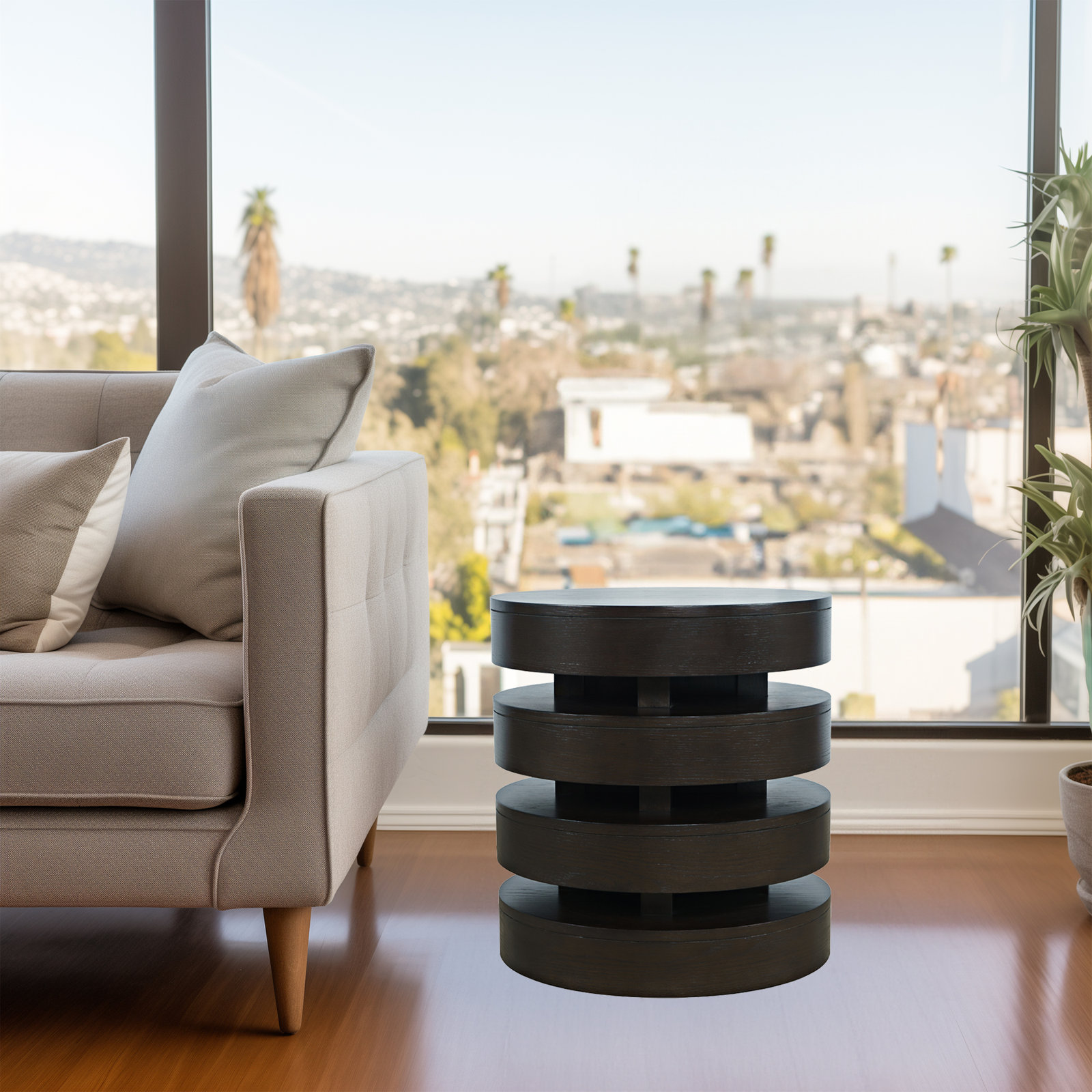 Delwyn End Table, Espresso Wood