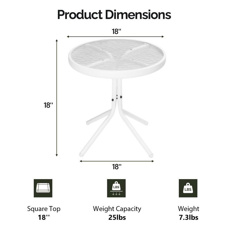 Table d'appoint ronde 18 po, blanc, Blanc