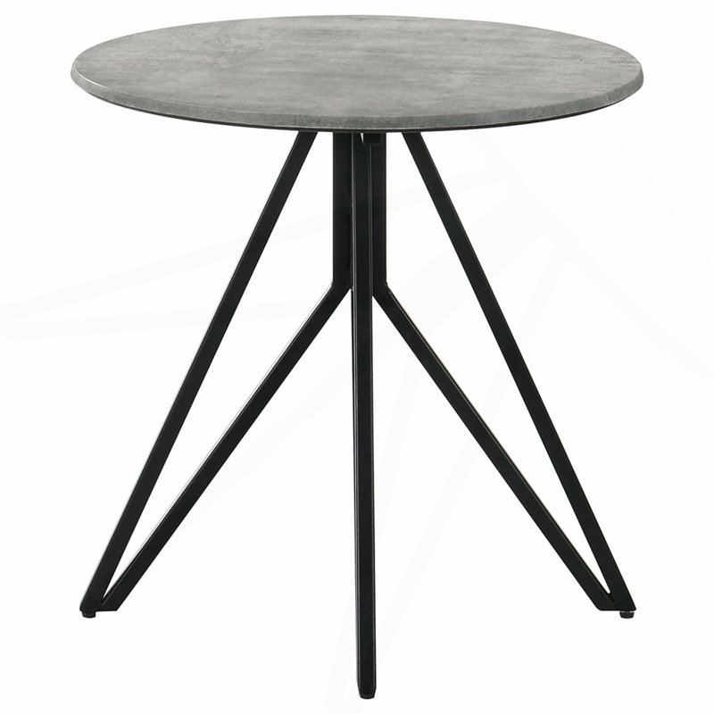 Cement Grey and Gunmetal Round End Table