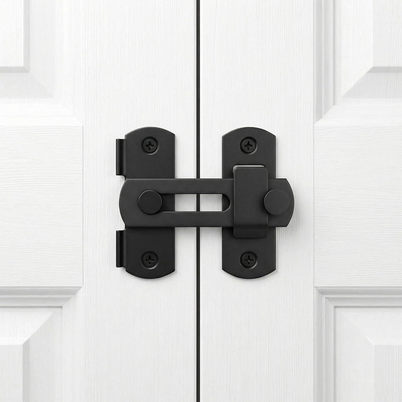 Lot de 2 loquets coulissants pour porte de grange, quincaillerie de verrouillage en acier au carbone pour armoire, fenêtre et placard, noir