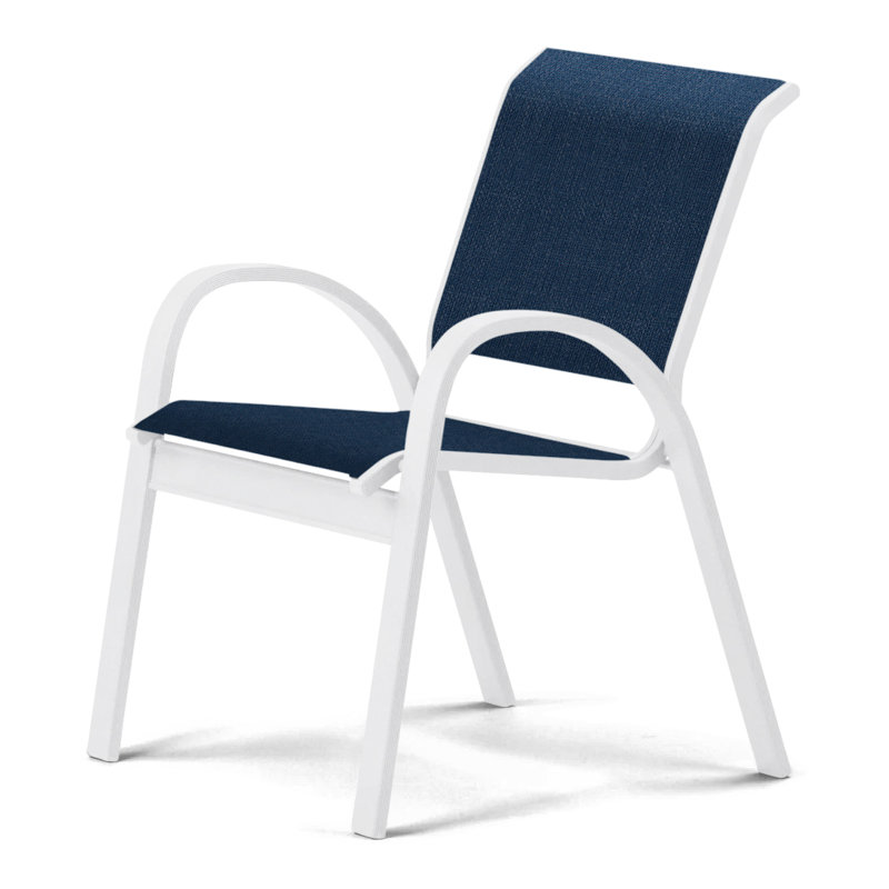 Aruba 1 Outdoor Dining Armchair, Textured Desert, Navy 13D Sunbrella®