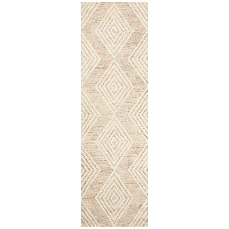 Debron Hand Tufted Wool Geometric Rug, Runner 2'3" x 8'