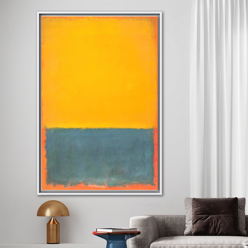 Mark Rothko Inspired Abstract Canvas Art for Contemporary Wall Decor, 100 cm H x 70 cm W, White, Framed Print without Mat