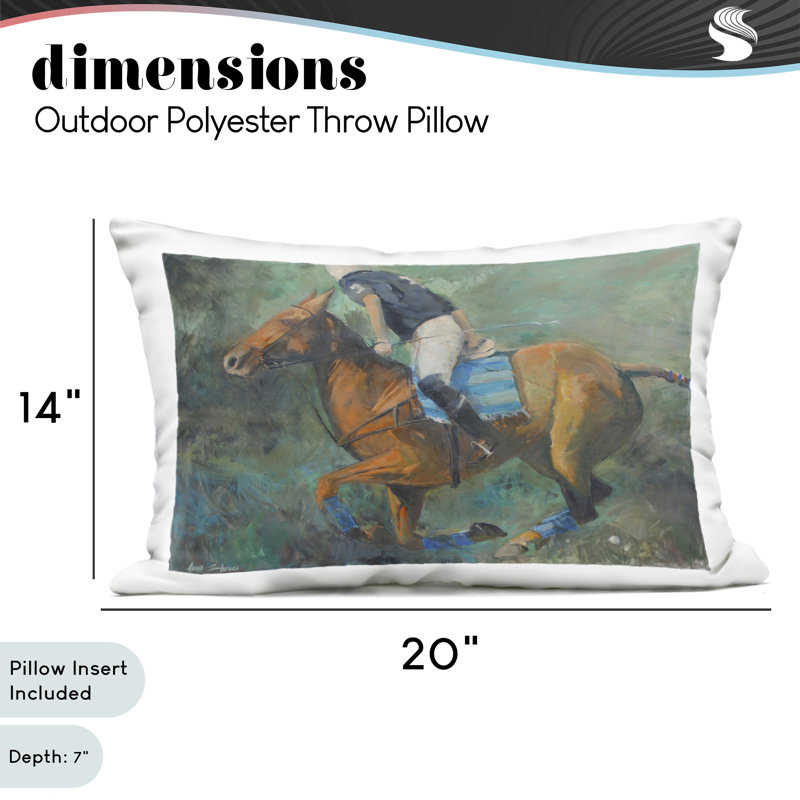 Coussin d'extérieur imprimé Polo Rider in Dynamic Motion, design par Jadei