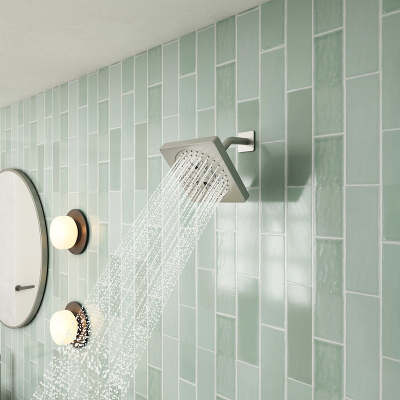Replacement 6.5 inch Square 7-Function Shower Head & Trim for Moen 2510 / 2520 / 2570 / 2590 Valves, Brushed Nickel