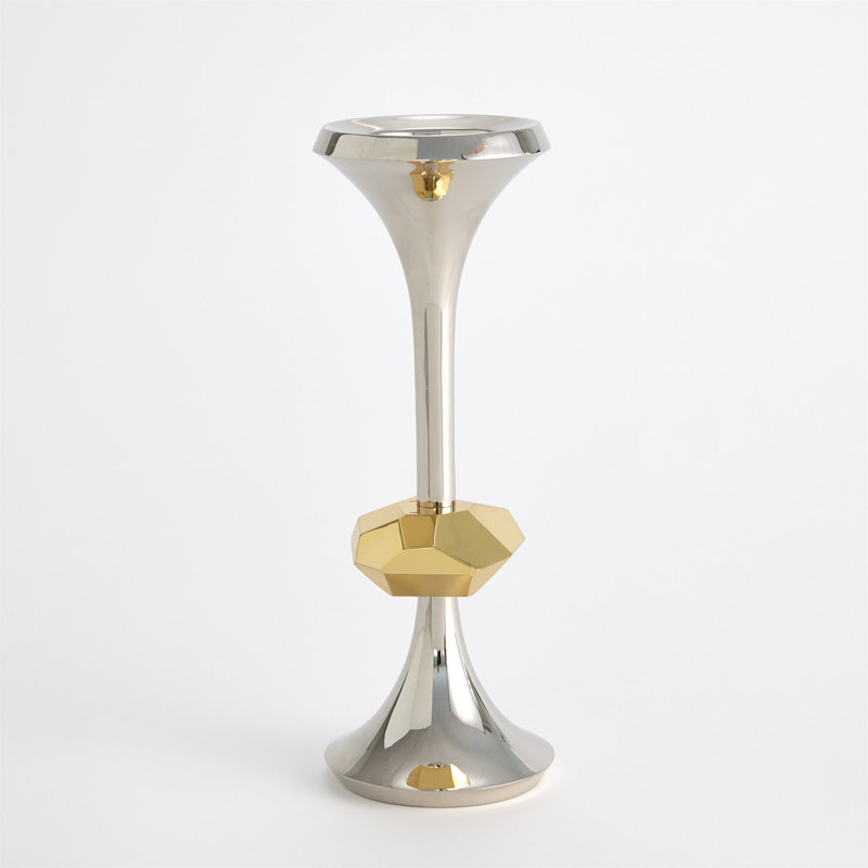 Gabriel Nickel Candle Holder-Lg