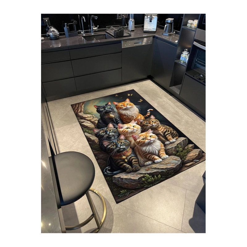 Tapis tissé à motif animal Kittens, Rectangle 4 pi 8 po x 6 pi 7 po