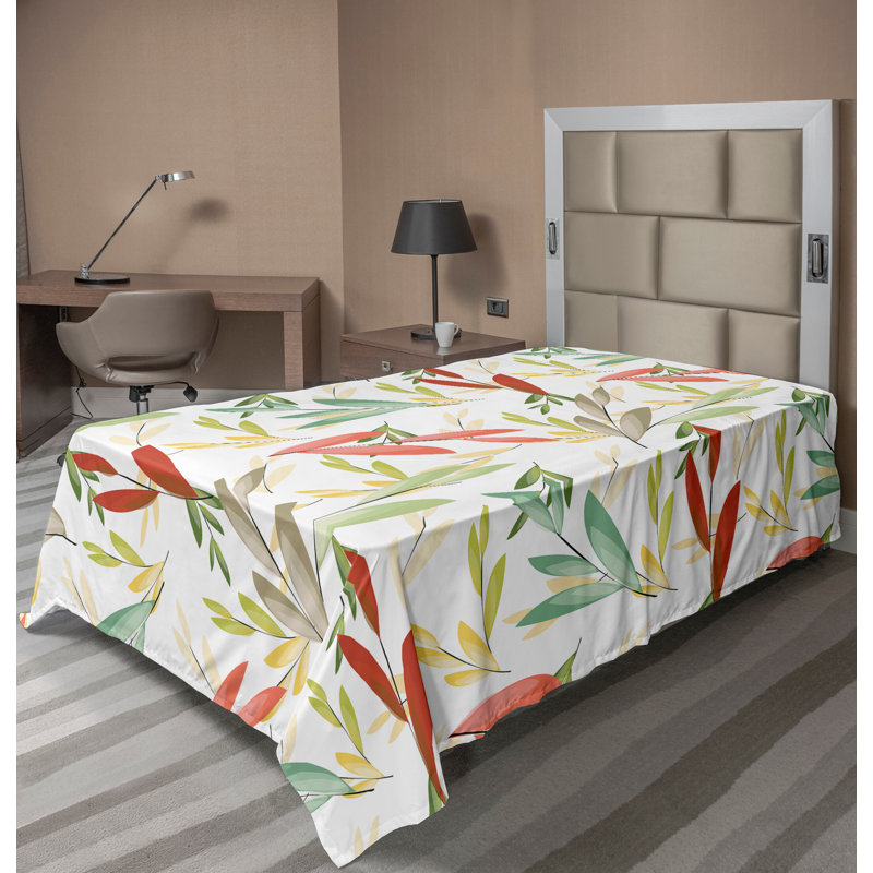Ambesonne Nature Top Flat Sheet Glisten Fish Sunlight King Blue Purple White, Corail, écume de mer pâle / floral
