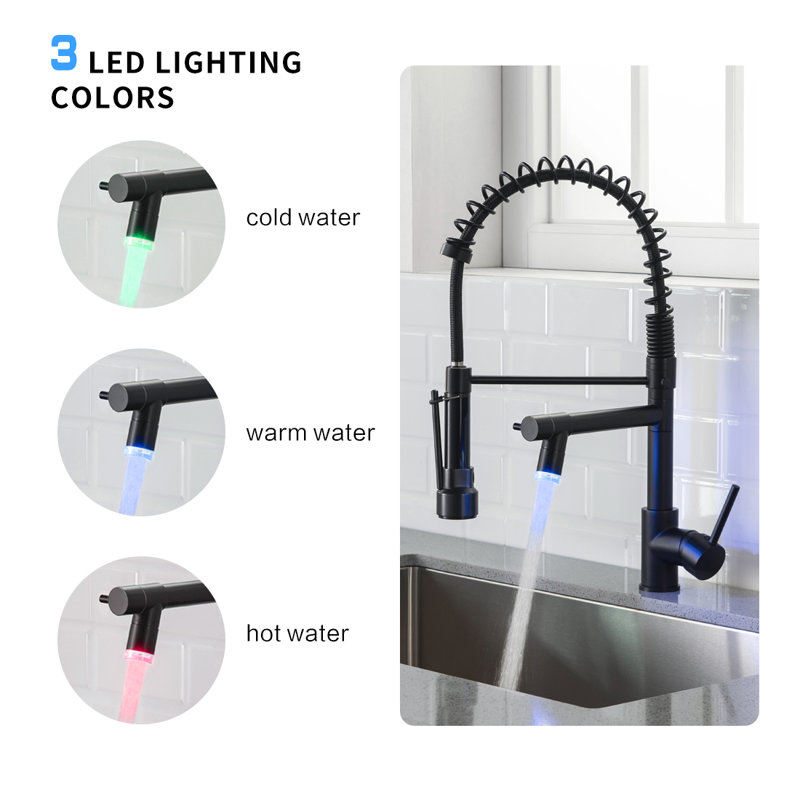 Matte Black Pull Down Kitchen Faucet with Pull-out Spray