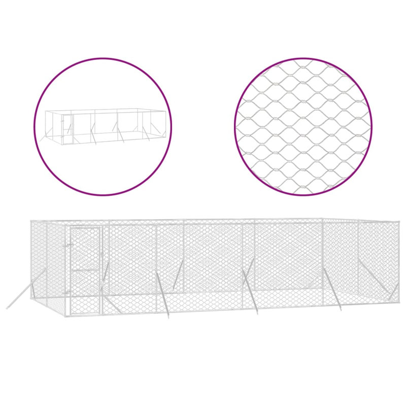 Rhianna 200cm H Metal Yard Kennel With Door, 2m H x 4m W x 8m D