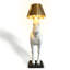 Blanc + plastique noir + verre acier + lampes de plancher de forme libre en fer-445135785