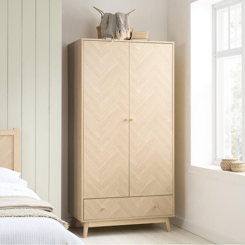 Mardell 2 Door Particle Board Wardrobe, Oak