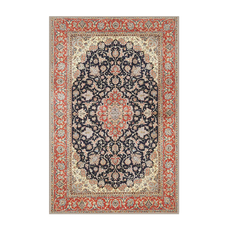 Orange oriental/bleu/beige Tapis décoratif, Rectangle 5 pi x 8 pi