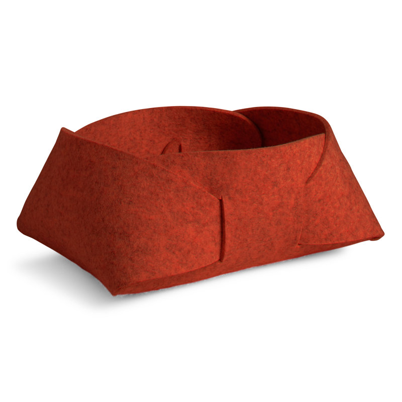 Blu Dot Double Tuck Fabric Decorative Basket, Heathered Off-White, 6" H x 13" W x 10" D