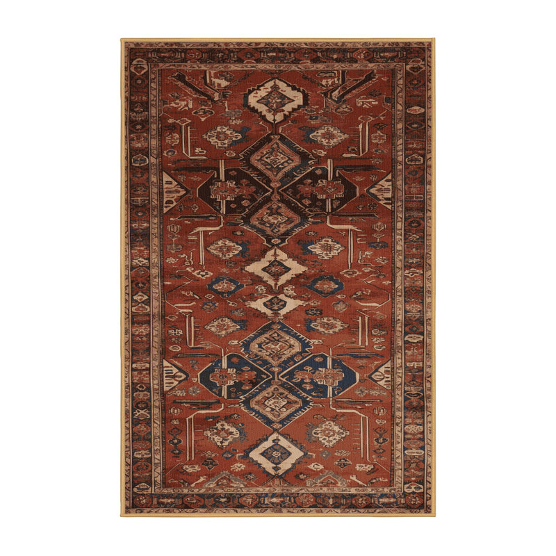 Machine Washable Persian Brown Area Rug, Rectangle 4' x 6'
