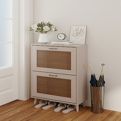 Armoire, rangement pour chaussures, support à 2 niveaux pour le hall d'entrée - organisateur stable et spacieux, conception facile d'accès, peut contenir jusqu'à 12 paires