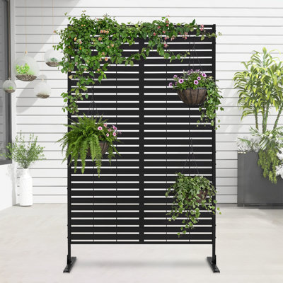Outdoor Metal Privacy Screen ,Weather-Resistant Freestanding Privacy Panel With Stand, Durable Steel for Patio, Garden, Balcony, or Backyard