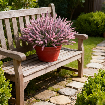 16 pièces lavande artificielle d'extérieur, verdure simulée résistante aux rayons UV de 13 pouces pour jardin, patio, porche et verdure décorative de patio, rose