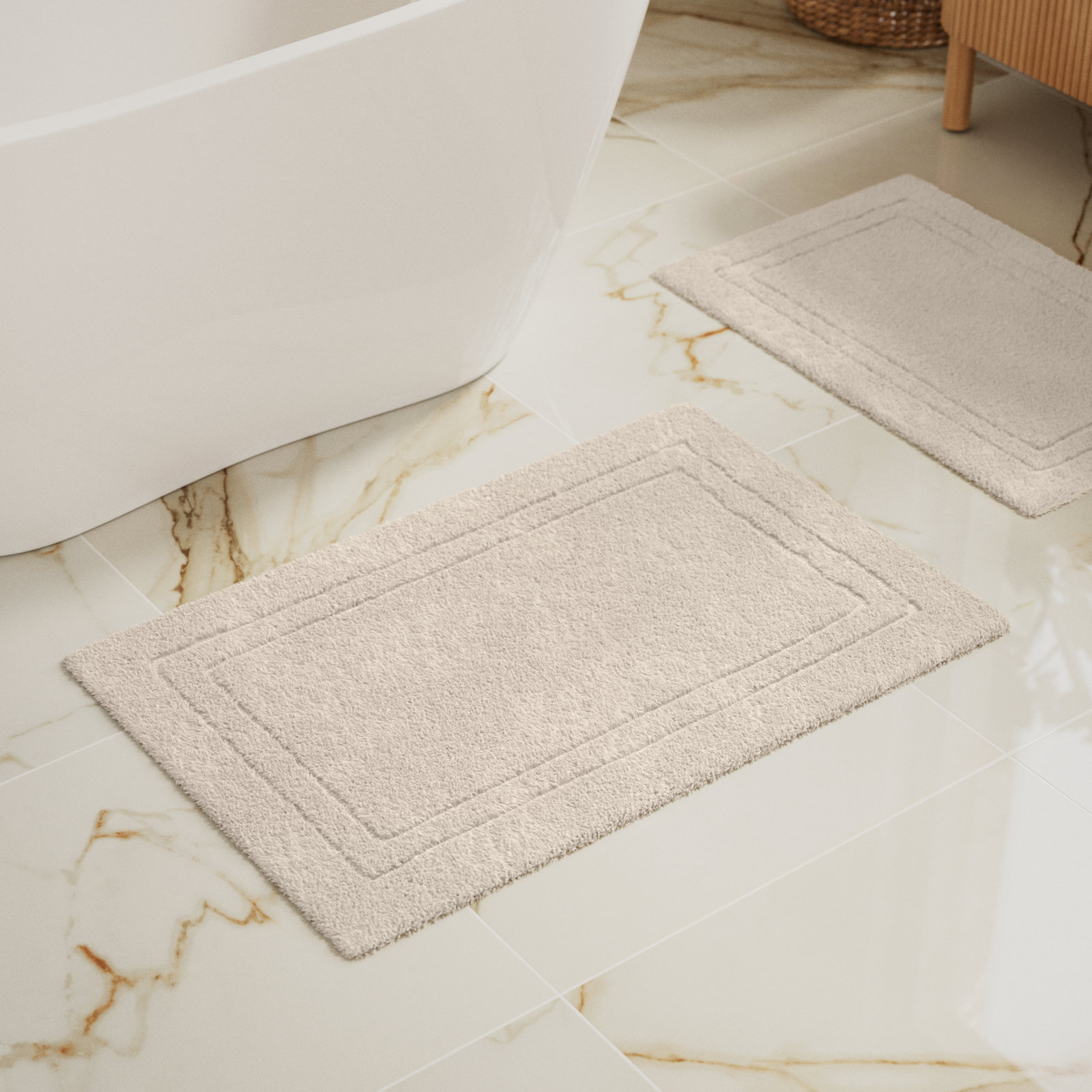 Cotton Bath Rug, Solid Cream