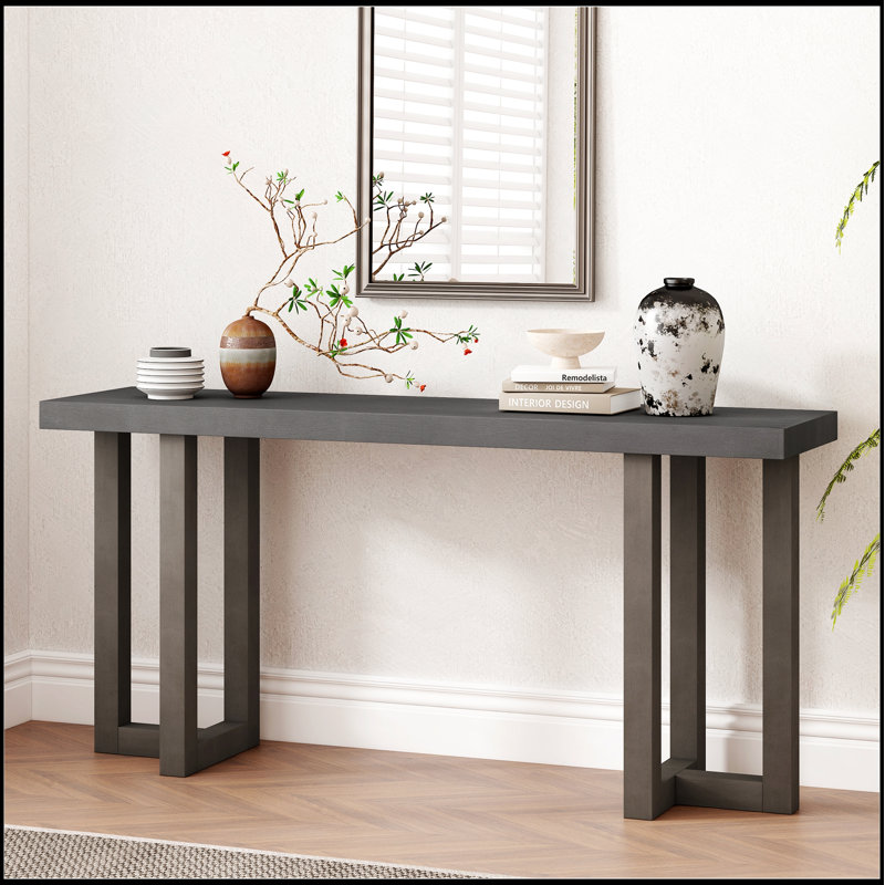 Console de conception géométrique avec pieds en pin massif, parfaite pour le décor de l'entrée et du couloir, durable et élégante