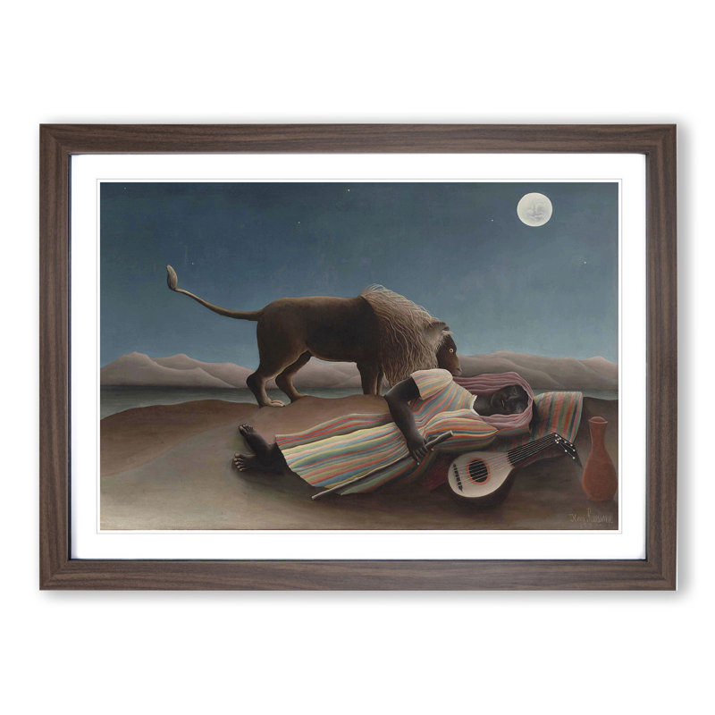 The Sleeping Gypsy by Henri Rousseau - Framed Print, 27cm H x 36cm W x 2cm D, Walnut Framed