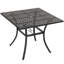Table de salle à manger carrée en aluminium moulé avec trou pour parasol