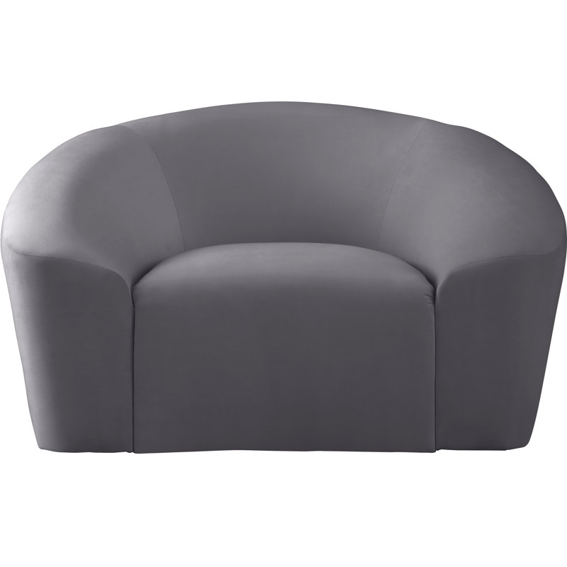 Fauteuil demi-tonneau en velours Alaw, Velours gris