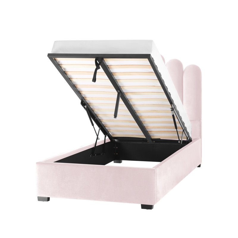 Lit plateforme avec rangement Kyair, Simple TG, Rougir
