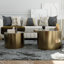 Table basse gigogne dorée brossée 2 en 1 pour salon