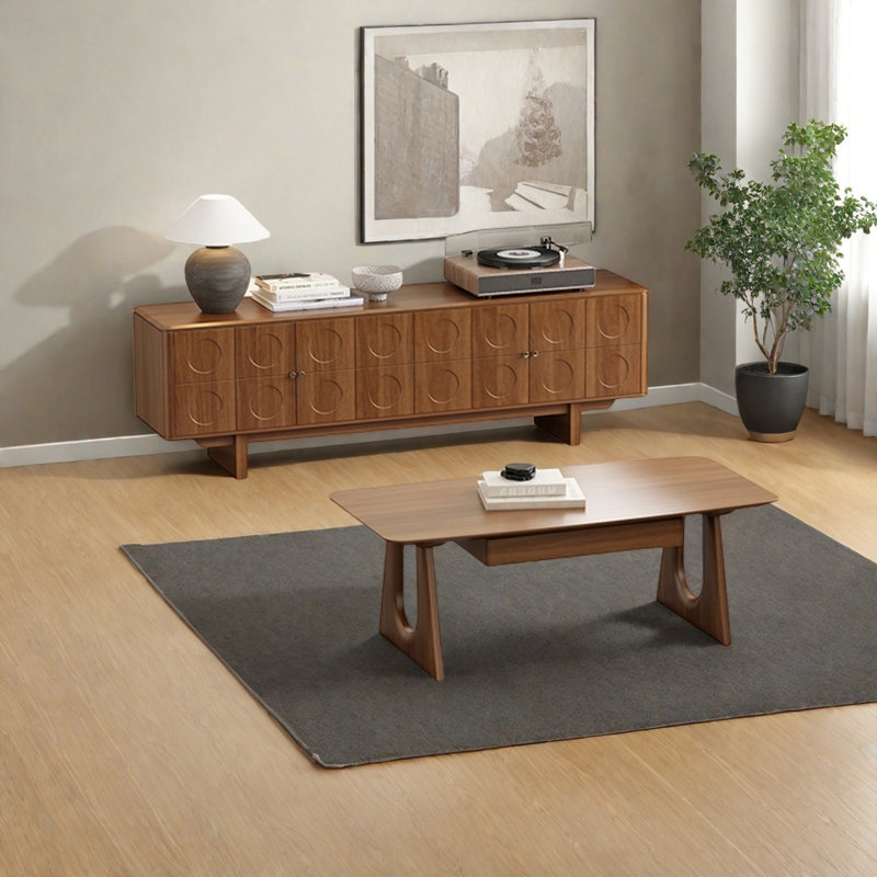 Meuble télé de style rétro jumelé à une table basse
